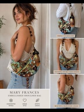 Mary Frances Y2K Boho Double Sided Embellished Beaded Vintage Shoulder Bag